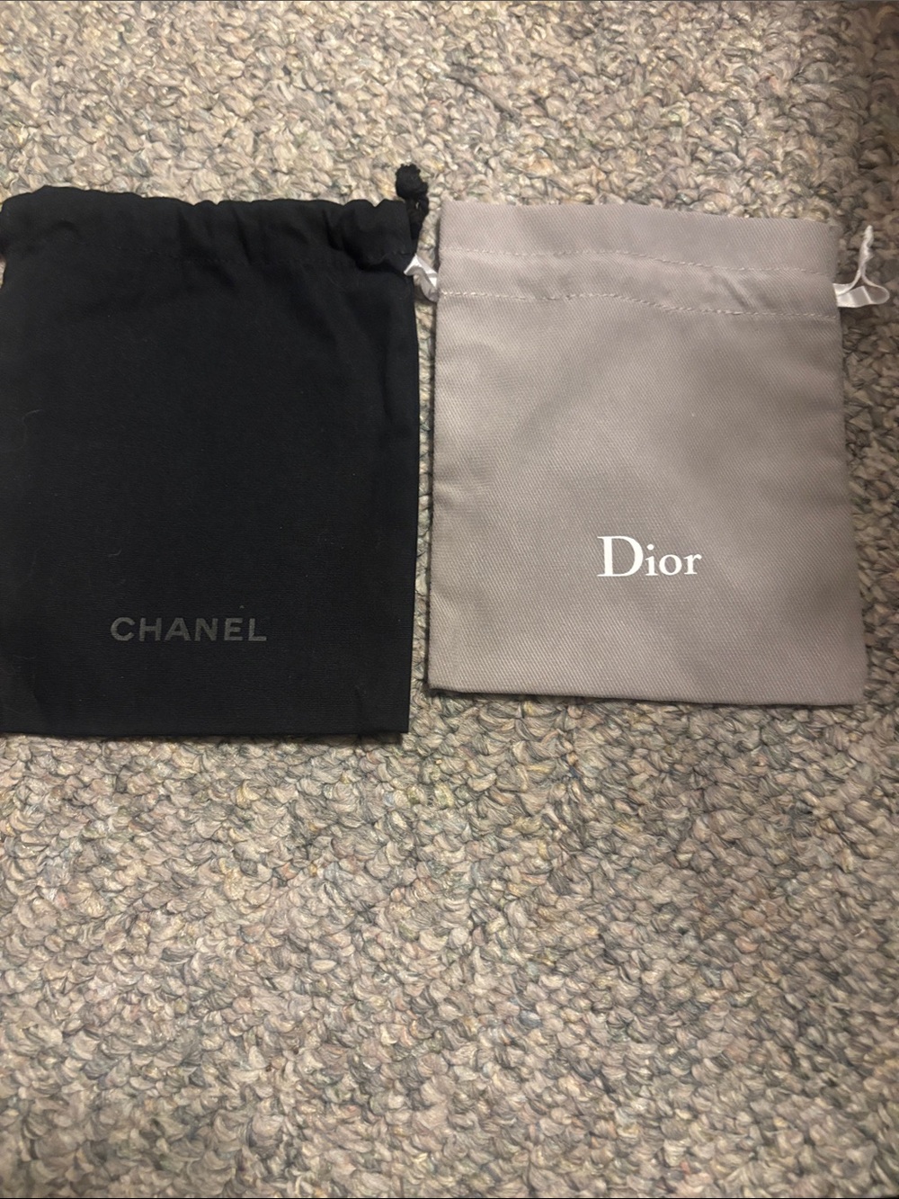 CHANELand Dior Black Drawstring Pouch